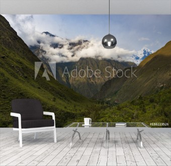 Picture of View of the Andes Mountains along the Inca trail in the Sacred Valley Peru South America